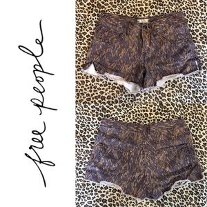 FREE PEOPLE ikat print distressed cut off shorts